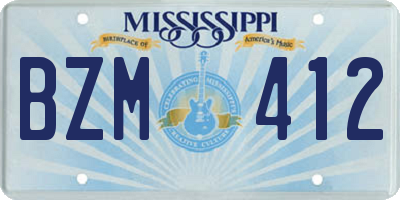 MS license plate BZM412