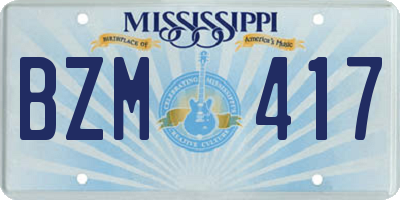 MS license plate BZM417
