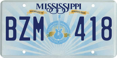 MS license plate BZM418