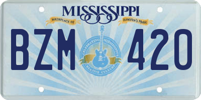 MS license plate BZM420