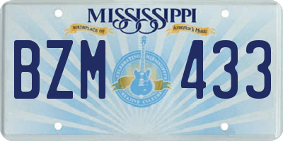 MS license plate BZM433