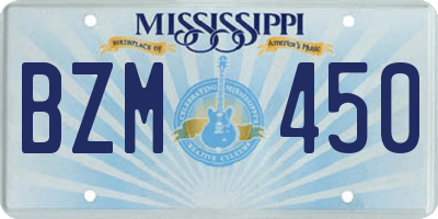 MS license plate BZM450