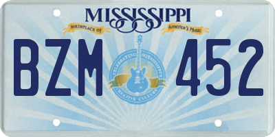 MS license plate BZM452