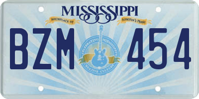 MS license plate BZM454