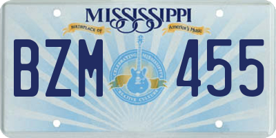 MS license plate BZM455