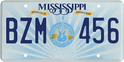 MS license plate BZM456