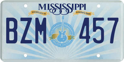 MS license plate BZM457