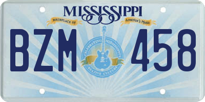 MS license plate BZM458