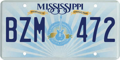 MS license plate BZM472