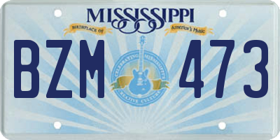 MS license plate BZM473