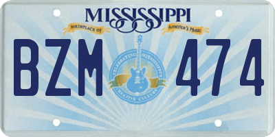 MS license plate BZM474
