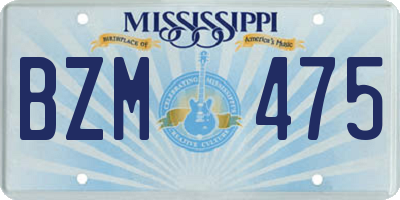 MS license plate BZM475