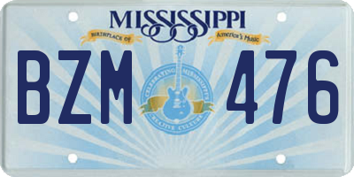MS license plate BZM476