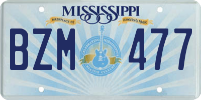MS license plate BZM477