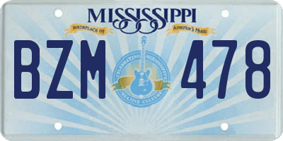 MS license plate BZM478