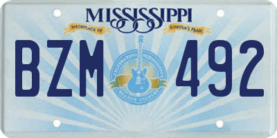 MS license plate BZM492