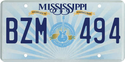MS license plate BZM494