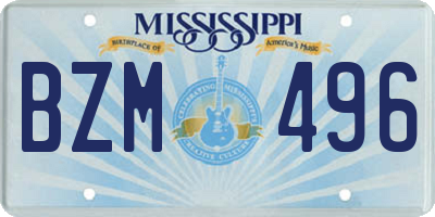 MS license plate BZM496