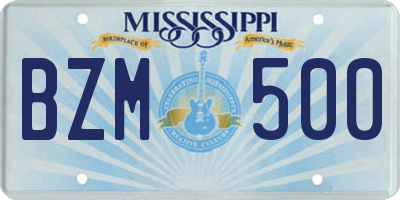 MS license plate BZM500