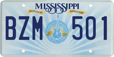 MS license plate BZM501