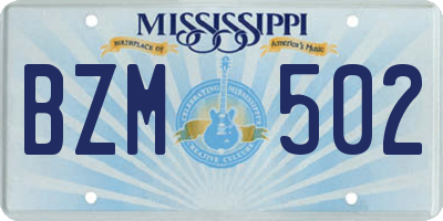 MS license plate BZM502