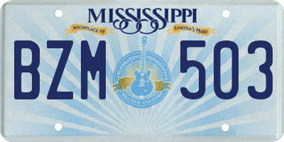 MS license plate BZM503