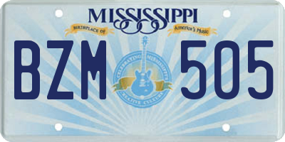 MS license plate BZM505