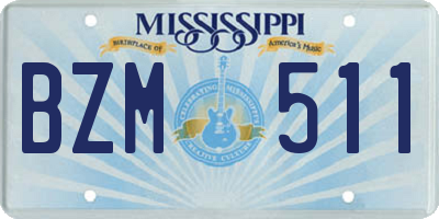 MS license plate BZM511