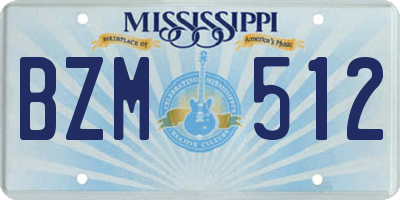 MS license plate BZM512