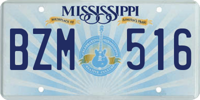 MS license plate BZM516