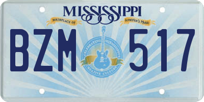 MS license plate BZM517