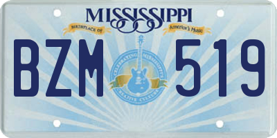 MS license plate BZM519
