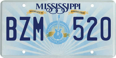 MS license plate BZM520