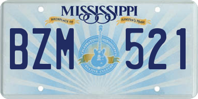 MS license plate BZM521