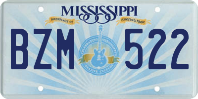 MS license plate BZM522