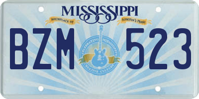 MS license plate BZM523