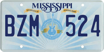 MS license plate BZM524