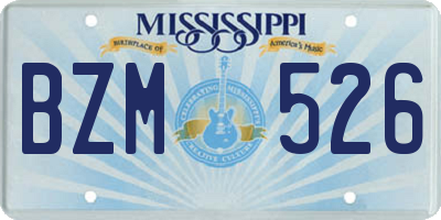 MS license plate BZM526