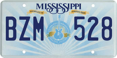 MS license plate BZM528