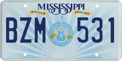 MS license plate BZM531