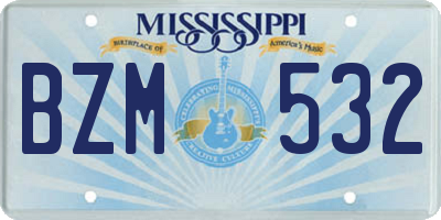 MS license plate BZM532