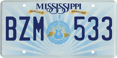 MS license plate BZM533