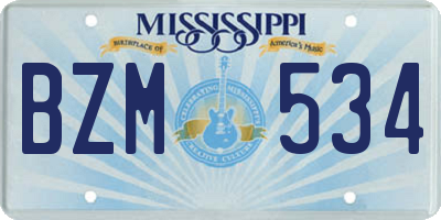 MS license plate BZM534