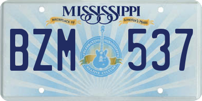 MS license plate BZM537