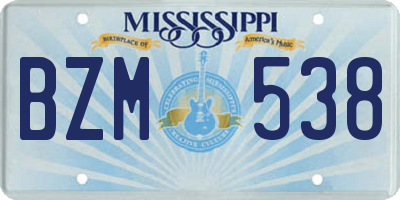 MS license plate BZM538