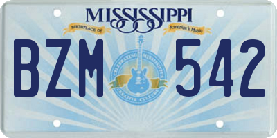 MS license plate BZM542