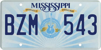 MS license plate BZM543