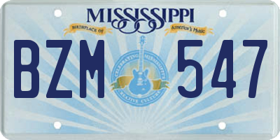 MS license plate BZM547