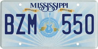 MS license plate BZM550