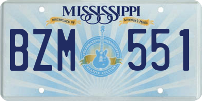 MS license plate BZM551